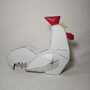 Polygonal Metal White Chicken Farmhouse Barn Cottage Farmlife